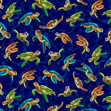 Load image into Gallery viewer, Nautical Medical Scrub Top SEA TURTLES DEEP BLUE WATER Unisex Style for Men & Women