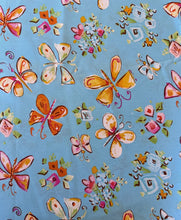 Load image into Gallery viewer, BEAUTIFUL WATERCOLOR BUTTERFLIES FLOWERS BLUE Medical Scrub Top Unisex Style for Men & Women