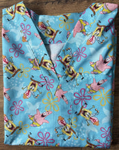 Load image into Gallery viewer, Sponge Bob Square Pants and Friends Cartoon inspired Medical Scrub Top Unisex Style for Men & Women