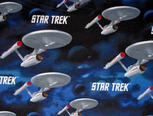 Load image into Gallery viewer, Star Trek USS Enterprise Fabric Unisex Medical Surgical Scrub Caps Men & Women Tie Back and Bouffant Hat Styles