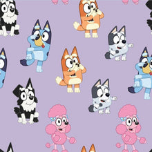 Load image into Gallery viewer, BLUEY Cartoon Inspired Playful Bluey and Friends purple Medical Scrub Top Unisex Style for Men & Women