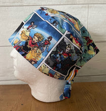 Load image into Gallery viewer, SUPERHERO FEMALE Block Fabric Unisex Medical Surgical Scrub Caps Men & Women Tie Back and Bouffant Hat Styles