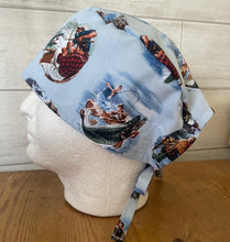 Load image into Gallery viewer, Sports Afield Men Fishing Blue Fabric Unisex Medical Surgical Scrub Caps Men & Women Tie Back and Bouffant Hat Styles