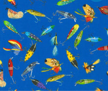 Load image into Gallery viewer, Fishing Lures Blue Medical Scrub Top Unisex Style for Men & Women