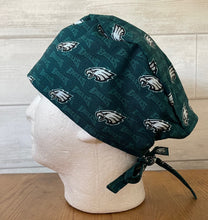 Load image into Gallery viewer, PHILADELPHIA EAGLES RETRO FOOTBALL Unisex Medical Surgical Scrub Caps Men & Women Tie Back and Bouffant Hat Styles
