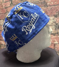 Load image into Gallery viewer, KC ROYALS Baseball Fabric Unisex Medical Surgical Scrub Caps Men & Women Tie Back and Bouffant Hat Styles