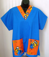 Load image into Gallery viewer, Size Medium Solid Royal Blue with Orange Minions Pockets and Collar band Unisex Style Shirt for Men & Women *IN STOCK *READY TO SHIP