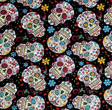 Load image into Gallery viewer, Día de los Muertos Sugar Skull Day of the Dead Black Unisex Medical Surgical Scrub Caps Men & Women Tie Back and Bouffant Hat Styles