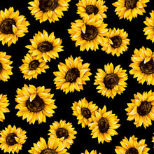 Load image into Gallery viewer, Sunflower Flower on Black Medical Scrub Top Floral Fabric Unisex Relaxed Style for Men & Women