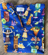 Load image into Gallery viewer, Hawaiian Medical Scrub Top Tropical Tiki Cocktail Drinks Unisex Style for Men & Women