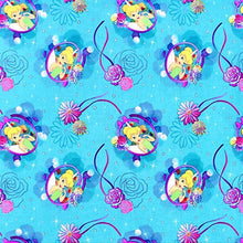 Load image into Gallery viewer, Tinkerbell Floral Blue Fabric Nurse Medical Scrub Top Unisex Style for Men & Women *LAST ONE