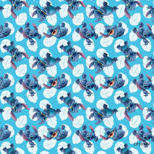Load image into Gallery viewer, Solid Black Scrub Top with Lilo & Stitch Fabric on *Neck Band & Pocket Options* Medical Scrub Top Unisex Style Shirt for Men & Women