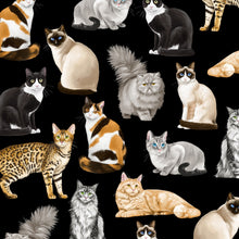 Load image into Gallery viewer, Feline Cat Breeds Medical Scrub Top Veterinary Tech Unisex Relaxed Style for Men & Women