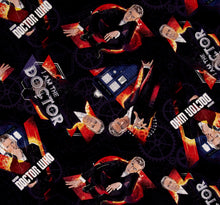 Load image into Gallery viewer, BBC Doctor Who Show I AM DOCTOR Large Print Blue Fabric Unisex Medical Surgical Scrub Caps Men & Women Tie Back and Bouffant Hat Styles