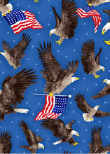 Load image into Gallery viewer, Patriotic American Bald Eagle USA Flags Stars & Stripes Red White Fabric Nurse Medical Scrub Top Unisex Style for Men & Women
