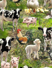 Load image into Gallery viewer, So Cute Baby Farm Animals Fabric Unisex Medical Surgical Scrub Caps Men & Women Tie Back and Bouffant Hat Styles