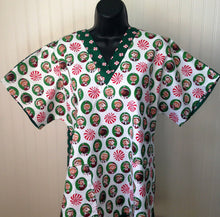 Load image into Gallery viewer, Size Medium Christmas Elf Green Scrub Top Unisex Style Shirt for Men & Women *IN STOCK *READY TO SHIP