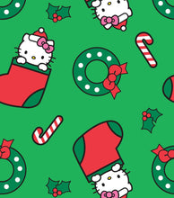 Load image into Gallery viewer, Christmas Holiday White Kitty Green Red 2 sided Fabric Stethoscope sock cover for Medical Professionals