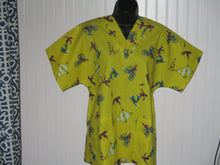 Load image into Gallery viewer, Curious George Medical Scrub Top Monkey Flying a Kite, Riding a Bike, Ball Fun Unisex Style for Men & Women