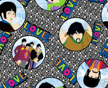 Load image into Gallery viewer, Solid Black Scrub Top with Beatles Music Fabric on *Neck Band & Pocket Options* Medical Scrub Top Unisex Style Shirt for Men & Women