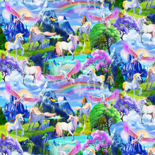 Load image into Gallery viewer, Beautiful Rainbow, Butterflies & Unicorns Blue Nurse Medical Scrub Top Unisex Style Shirt for Men & Women
