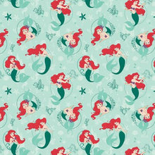 Load image into Gallery viewer, Little Mermaid Ariel Flounder Sebastian Green Fabric Nurse Medical Scrub Top Unisex Style for Men & Women