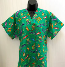 Load image into Gallery viewer, TMNT Teenage Mutant Ninja Turtles Medical Scrub Top Super Dudes Skateboarding Unisex Style for Men & Women