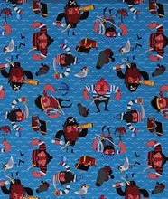 Load image into Gallery viewer, Red Beard Pirate on Blue Fabric Unisex Medical Surgical Scrub Caps Men & Women Tie Back and Bouffant Hat Styles