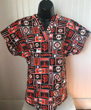 Load image into Gallery viewer, Baseball SF Giants Medical Scrub Top Unisex Relaxed Style Men's Scrub Top Women's Scrub Top