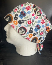 Load image into Gallery viewer, Coco Characters Guitar Toss Fabric Unisex Medical Surgical Scrub Caps Men & Women Tie Back and Bouffant Hat Styles