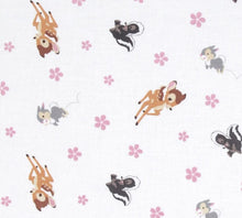 Load image into Gallery viewer, Bambi, Flower & Thumper White Fabric Unisex Medical Surgical Scrub Caps Men & Women Tie Back and Bouffant Hat Styles