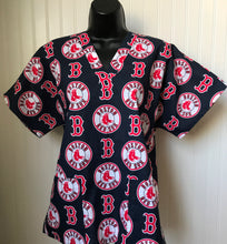 Load image into Gallery viewer, Baseball Boston Red Sox Medical Relaxed Scrub Top Unisex Style Men's Scrub Top Women's Scrub Top