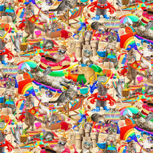 Load image into Gallery viewer, Summertime Kitty Cats Chillin' at the Beach Fabric Unisex Medical Surgical Scrub Caps Men & Women Tie Back and Bouffant Hat Styles