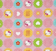Load image into Gallery viewer, White Kitty Pink Flowers Hearts Fabric Unisex Medical Surgical Scrub Caps Men & Women Tie Back and Bouffant Hat Styles