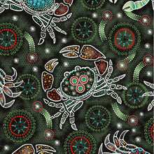 Load image into Gallery viewer, Nautical Aboriginal Sea Life Crab Fabric Unisex Medical Surgical Scrub Caps Men & Women Tie Back and Bouffant Hat Styles
