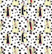 Load image into Gallery viewer, 101 Dalmatians Evil Villain Cruella de Vil Dots Fabric Nurse Medical Scrub Top Unisex Style for Men & Women
