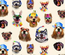Load image into Gallery viewer, Animals Dogs Selfie Beach Vacation on tan Fabric Stethoscope sock cover for Medical Professionals