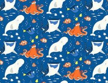 Load image into Gallery viewer, Finding Dory Characters Dark Blue Nurse Medical Scrub Top Unisex Style for Men & Women