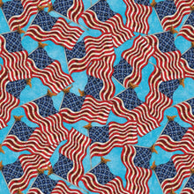 Load image into Gallery viewer, Patriotic American USA Flags Red White on Light Blue Fabric Nurse Medical Scrub Top Unisex Style for Men & Women
