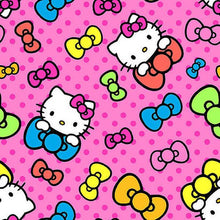 Load image into Gallery viewer, White Kitty Bows Neon Colors Fabric Unisex Medical Surgical Scrub Caps Men & Women Tie Back and Bouffant Hat Styles