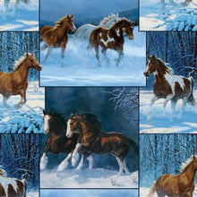 Load image into Gallery viewer, Wild Horses in the Snow Scenes Fabric Nurse Medical Scrub Top Unisex Style Shirt for Men & Women