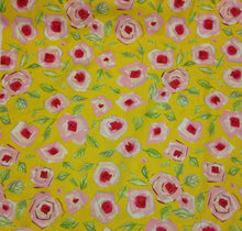 Load image into Gallery viewer, Pink Flowers on Yellow Floral Fabric Nurse Medical Scrub Top Unisex Style for Men & Women