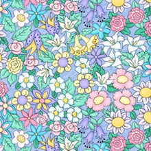 Load image into Gallery viewer, Colorful Spring Has Sprung Blue Yellow Pink Purple Flowers Fabric Unisex Medical Surgical Scrub Caps Men & Women Tie Back and Bouffant Hat Styles