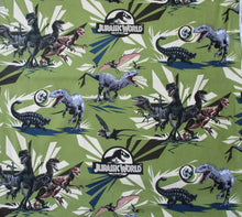 Load image into Gallery viewer, Jurassic World Movie Prehistoric Dinosaurs Green Fabric Unisex Medical Surgical Scrub Caps Men & Women Tie Back and Bouffant Hat Styles