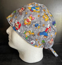 Load image into Gallery viewer, Video Game Medical Scrub Hats Nintendo Super Mario Characters Unisex Men & Women Tie Back and Bouffant Hat Styles