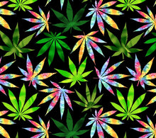 Load image into Gallery viewer, Psychedelic Rainbow Cannabis Marijuana Black Fabric Unisex Medical Surgical Scrub Caps Men & Women Tie Back and Bouffant Hat Styles