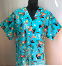 Load image into Gallery viewer, Moana Medical Scrub Top True to Your Heart Blue Unisex Style for Men & Women