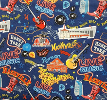 Load image into Gallery viewer, Nashville Honkey Tonk Live Country Music Fabric Unisex Medical Surgical Scrub Caps Men & Women Tie Back and Bouffant Hat Styles