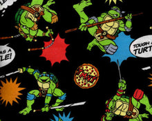 Load image into Gallery viewer, TMNT Teenage Mutant Ninja Turtles Donatello Michaelangelo Raphael Leonardo Black Fabric Nurse Medical Scrub Top Unisex Style for Men & Women
