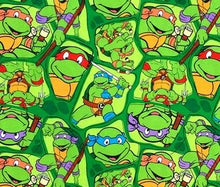Load image into Gallery viewer, TMNT Teenage Mutant Ninja Turtles Donatello Michaelangelo Raphael Leonardo Faces Green Fabric Unisex Medical Surgical Scrub Caps Men & Women Tie Back and Bouffant Hat Styles